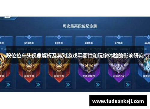 段位拉车头现象解析及其对游戏平衡性和玩家体验的影响研究